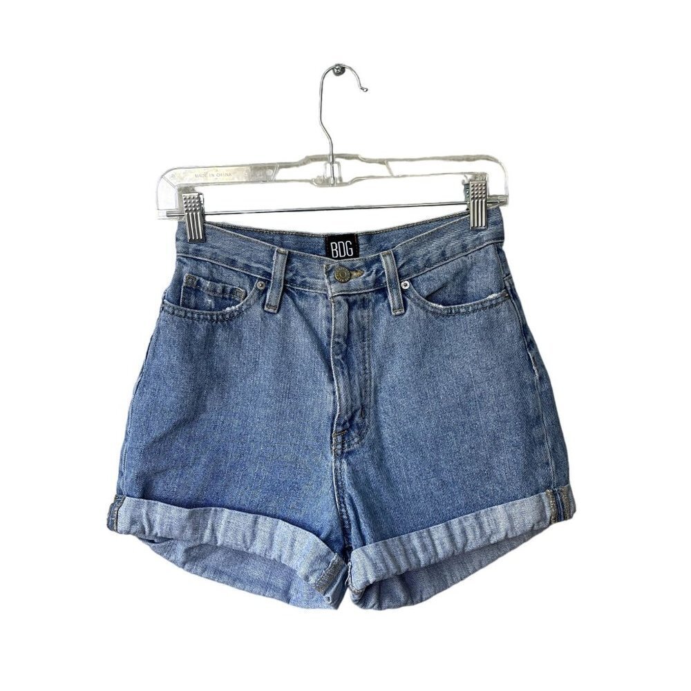 BDG High-Rise Rolled Hem Denim Jean Shorts - Medium Blue